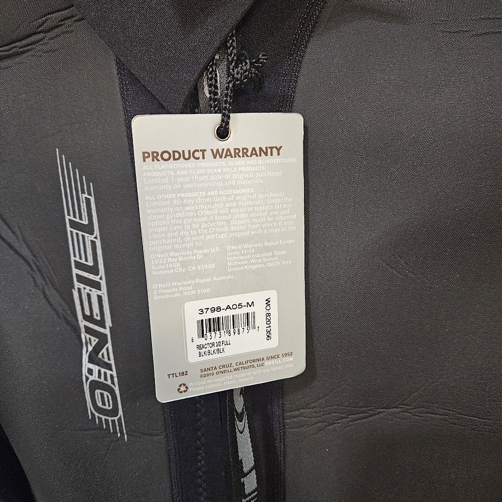 O'Neill Reactor Wetsuit Style #3798 Black Size Medium - Picture 3 of 8